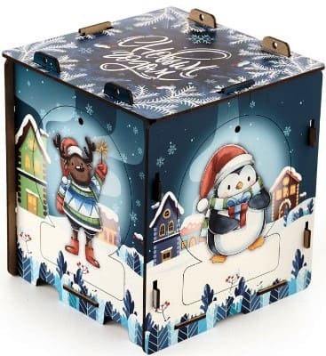 Сладкий новогодний подарок «кубик Кормушка», Фанера, 800 гр.